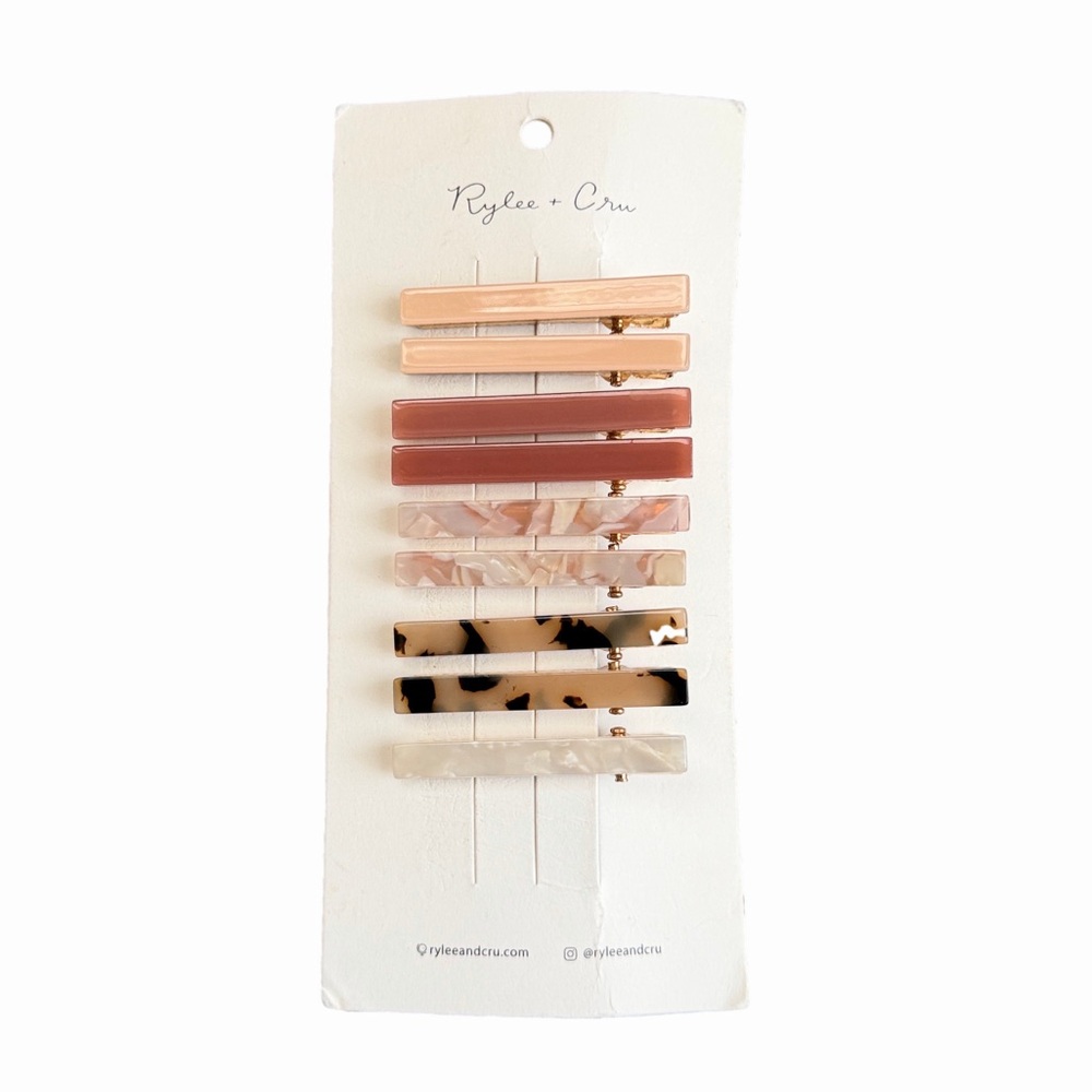 Rylee + Cru Girls’ Tortoise/Marble Slider Barrette Clips—9pk